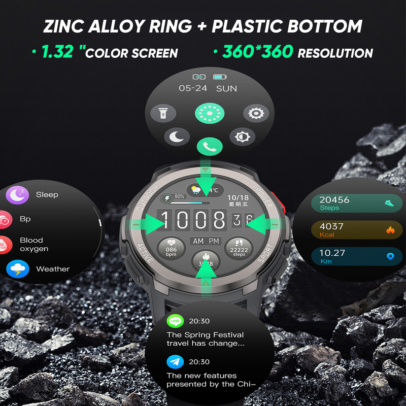 ΝΕΟ Έξυπνο ρολόι ανδρών Bluetooth Κλήσεις Blood Oxygen Στρογγυλή οθόνη HD Προσαρμοσμένες κλήσεις 25 Sport Mode Smartwatch Women for IOS Android