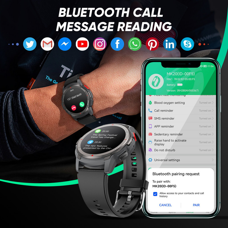 ΝΕΟ Έξυπνο ρολόι ανδρών Bluetooth Κλήσεις Blood Oxygen Στρογγυλή οθόνη HD Προσαρμοσμένες κλήσεις 25 Sport Mode Smartwatch Women for IOS Android