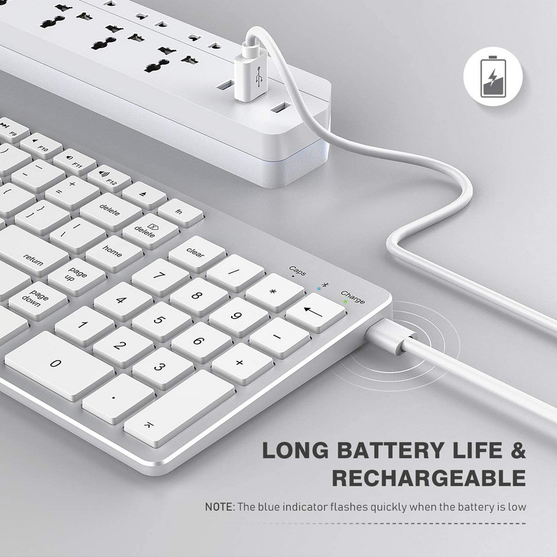 Ultra vékony vezeték nélküli Bluetooth-billentyűzet Mac OS-hez kompatibilis Mac OS/iOS/iPad OS újratölthető billentyűzet MacBook-hoz MacBook