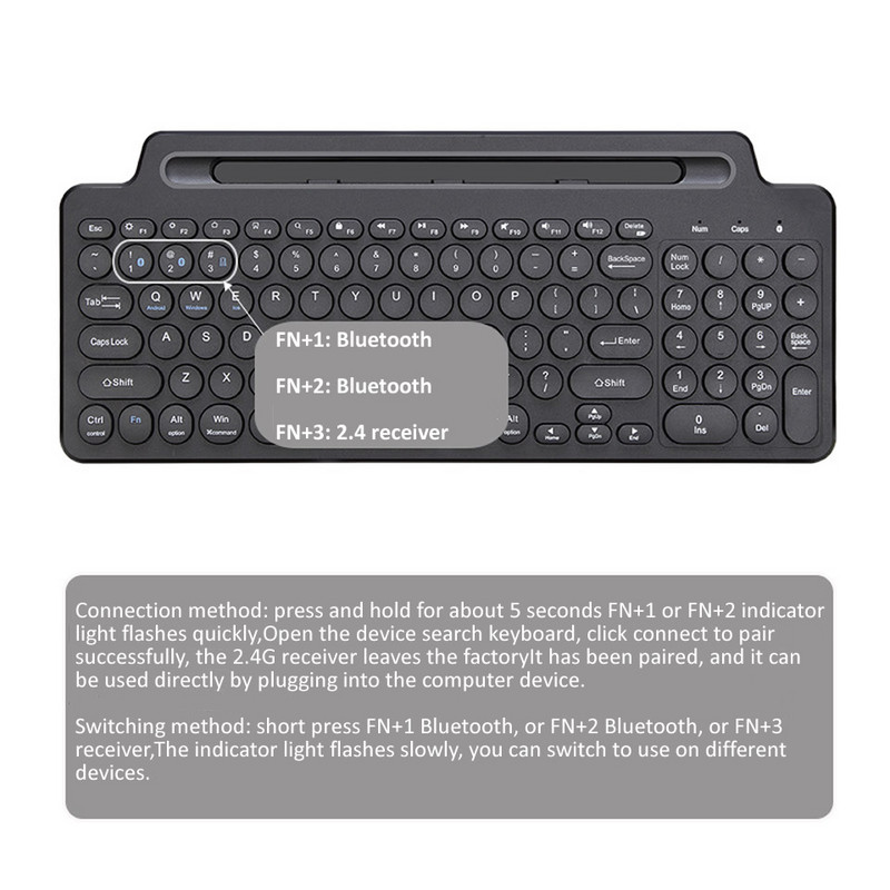 Tastatură fără fir Bluetooth 2.4G cu touchpad numeric Slot pentru card de mouse Tastatură numerică pentru Android IOS Desktop Laptop PC TV Box