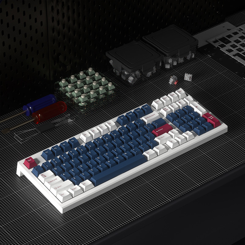 FL·ESPORTS FL980 V2 mechaninė klaviatūra, 97 klavišų belaidė 2,4 G „Bluetooth“ trijų režimų perjungiamos ašies viso klavišo žaidimų biuro įranga