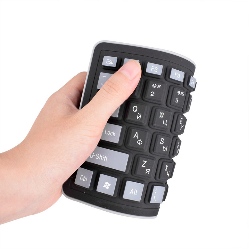 103 klavišų rusiškos klaviatūros raidės Silicio išdėstymas USB 2.0 sąsaja Rusiška klaviatūra Minkšta ir patvari klaviatūra PC stalinis nešiojamasis kompiuteris