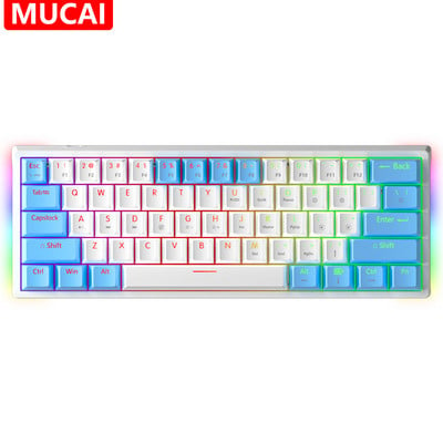 MUCAI MK61 USB игрална механична клавиатура Червен превключвател 61 клавиша Кабелен отделящ се кабел RGB подсветка с възможност за гореща смяна