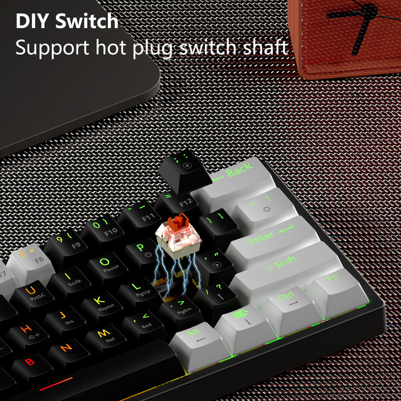 Badu.gr MUCAI MK61 USB Gaming Mechanical Keyboard Red Switch 61 Keys ...