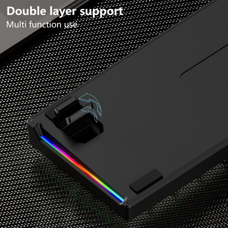 MUCAI MK61 USB Gaming Mechanical Keyboard Red Switch 61 Keys Ενσύρματο αποσπώμενο καλώδιο RGB με οπίσθιο φωτισμό Hot Swappable