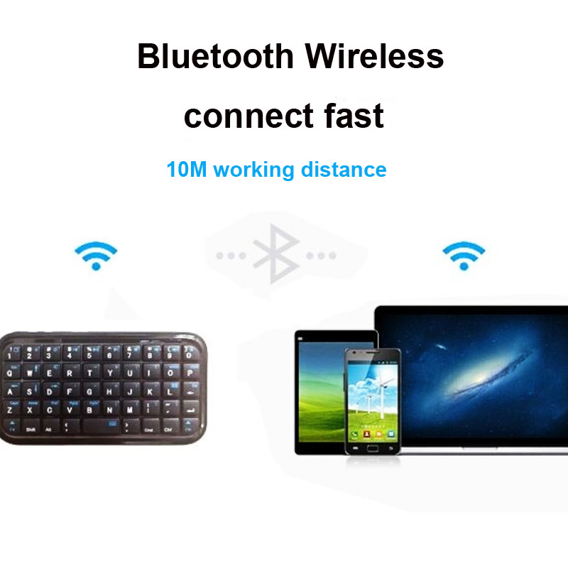 Mini nabíjateľná bezdrôtová klávesnica kompatibilná s Bluetooth pre iPhone 6 6s Plus iPad Samsung Galaxy Note 5 Android Windows Tablet
