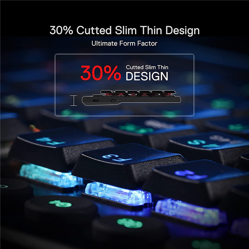 Redragon K618 Horus bezvadu RGB mehāniskā tastatūra Bluetooth/2,4 GHz/vadu trīsrežīmu īpaši plāns zema profila lineārs sarkans slēdzis