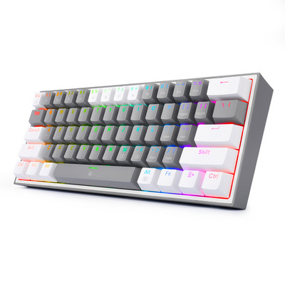 Redragon Fizz K617 žičana RGB mehanička igraća tipkovnica sa 61 tipkom Bijela ružičasta boja Kapice tipki Linear Red Switch softver podržan