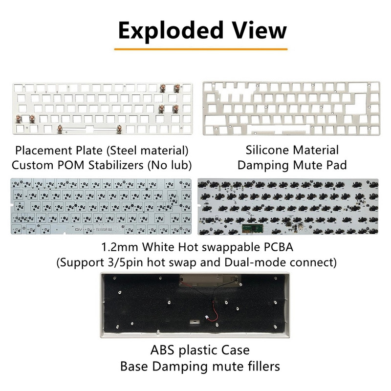 ZUOYA TESTER68 Hot Swap mehanička tipkovnica Kit 3/5 Pins Hot Swap osovina Osnovna os 2.4G Bluetooth bežična djevojka gaming tipkovnica