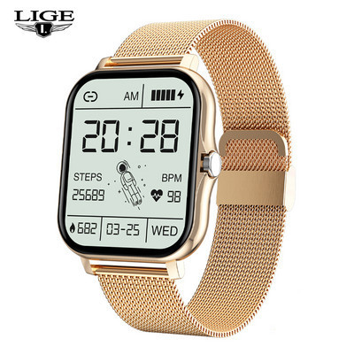 LIGE Nové Bluetooth Call Smart hodinky pre ženy Dotykový displej Športové fitness hodinky Bluetooth vhodné pre Android iOS Smart hodinky