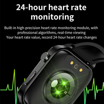Интелигентен часовник Кръвна глюкоза 1,7 инча Лазерно лечение Телесна температура Точен SPO2 BP 24H Мониторинг на здравето на сърдечната честота Интелигентен часовник