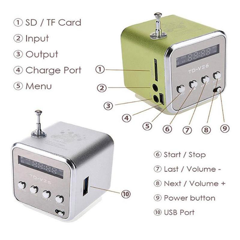Prijenosni mini stereo digitalni FM radio Bluetooth-kompatibilni zvučnik Dual-channel TF USB bežični zvučnik Zvučnik Music Player
