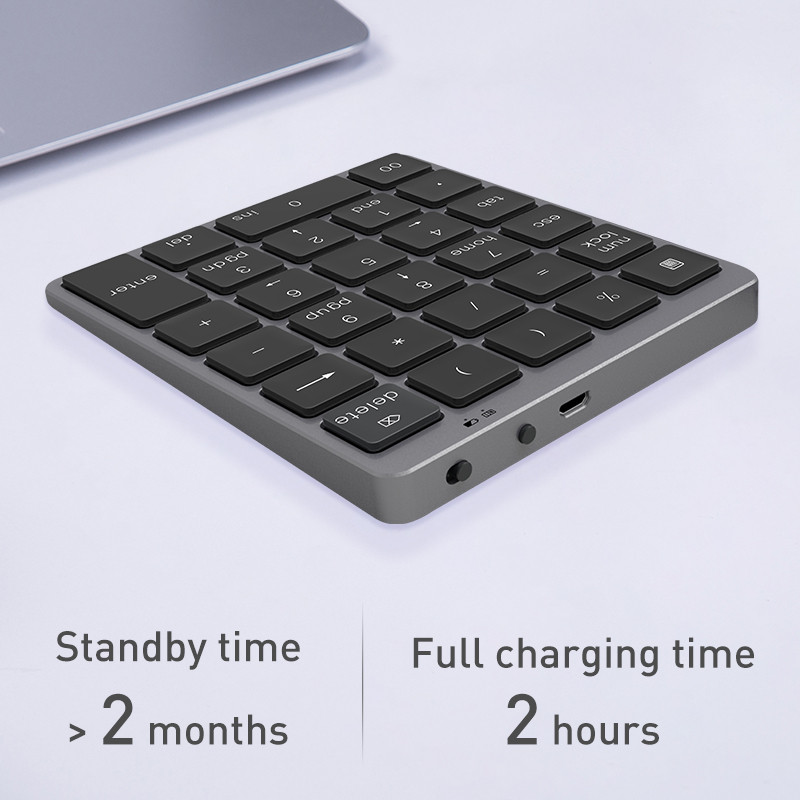 Bluetooth numerikus billentyűzet Protable alumínium ötvözet vezeték nélküli billentyűzet fedél Ipad Android Windows Phone Mackbook táblagéphez