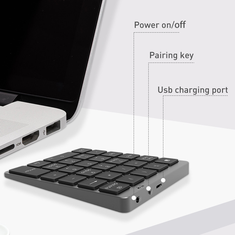 Bluetooth numerikus billentyűzet Protable alumínium ötvözet vezeték nélküli billentyűzet fedél Ipad Android Windows Phone Mackbook táblagéphez