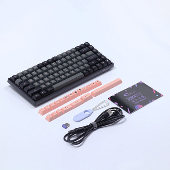 Akko 3084B Plus Black & Pink RGB Hot-Swap Ασύρματο μηχανικό πληκτρολόγιο παιχνιδιών 84 πλήκτρων πολλαπλών λειτουργιών BT 5.0/2.4GHz/Type-C PBT Keycap