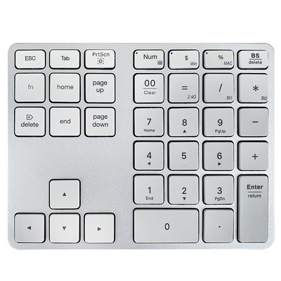 Bluetooth számbillentyűzet, újratölthető vezeték nélküli numerikus billentyűzet, kettős módú alumínium USB numerikus billentyűzet laptophoz, MacBook Pro/Airhez, Machez