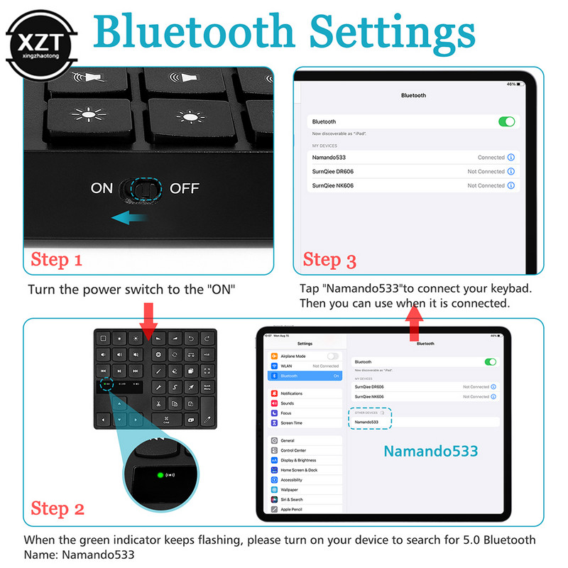 Bluetooth-kompatibilna 5.0 tipkovnica za slikanje 35 tipki tipkovnica bežični broj digitalna tipkovnica brzi izbornik smjer gore dolje tipka