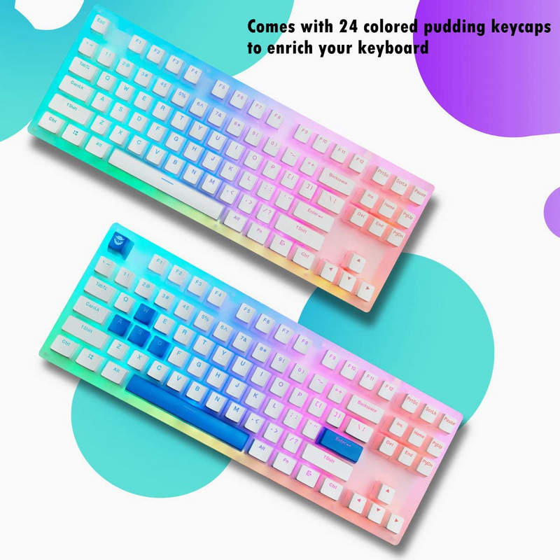 Womeir K87 Pro TKL gaming tipkovnica, mehanička tipkovnica s mogućnošću vruće izmjene i puding tipkovnicama Gateron prekidač RGB pozadinskim osvjetljenjem za PC PS4