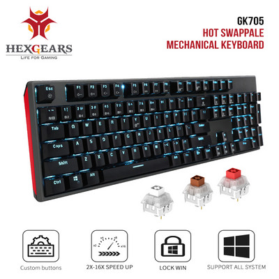 HEXGEARS GK705 104 πλήκτρα αδιάβροχο Kailh BOX Switch Μηχανικό πληκτρολόγιο Hot Swap LOL Μηχανικό πληκτρολόγιο παιχνιδιών
