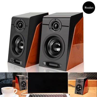 Difuzoare combinate din lemn cu fir USB Difuzoare pentru computer Bass Stereo Music Player Subwoofer Sound Box pentru telefoane PC
