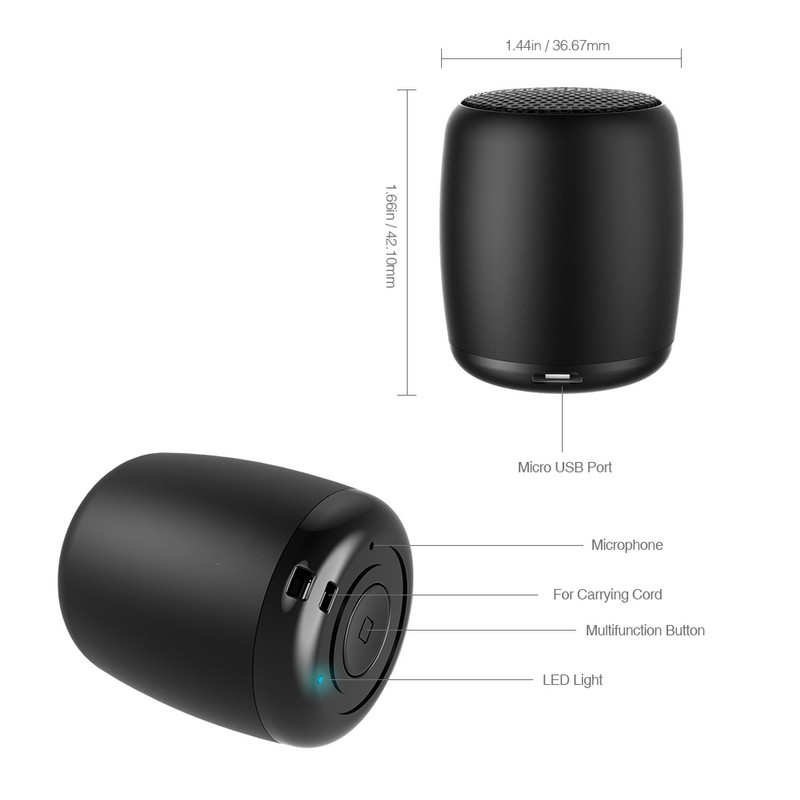 dodocool Mini difuzor Bluetooth Coloană portabilă fără fir impermeabilă HIFI fără pierderi Difuzor stereo subwoofer de calitate a sunetului