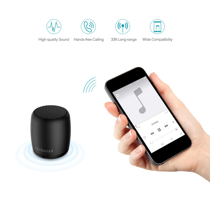 dodocool Mini difuzor Bluetooth Coloană portabilă fără fir impermeabilă HIFI fără pierderi Difuzor stereo subwoofer de calitate a sunetului