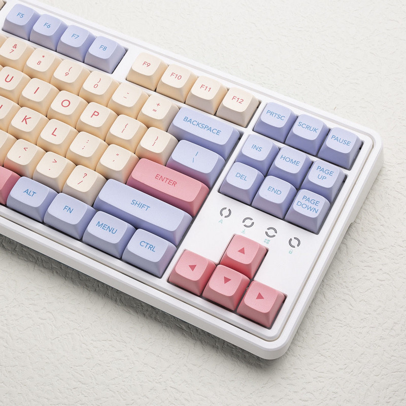 132 tipke Marshmallow XDA tipke za mehaničku tipkovnicu Dye Sublimation PBT tipke Pink Purpurno žute tipke XDA profil