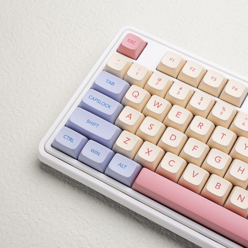 132 tipke Marshmallow XDA tipke za mehaničku tipkovnicu Dye Sublimation PBT tipke Pink Purpurno žute tipke XDA profil