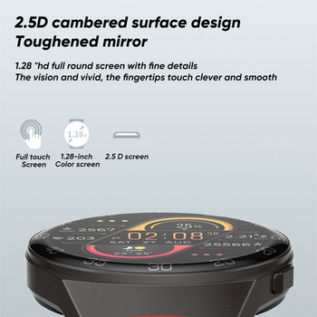 RUNDI 1,28-инчов пълноцветен сензорен екран Спортен смарт часовник Мъже Жени Фитнес тракер Водоустойчив смарт часовник за Huawei Xiaomi IOS