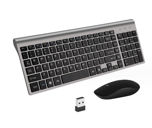 2.4G belaidė klaviatūros pelė Protable mini klaviatūros pelės kombinuotas rinkinys nešiojamam nešiojamajam kompiuteriui Mac staliniam kompiuteriui Smart TV rusiškas išdėstymas