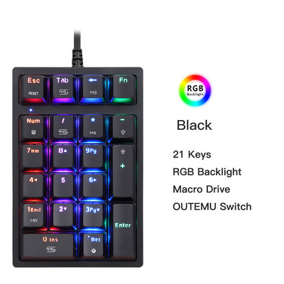 Motospeed K24 mehanička numerička tipkovnica Hot-Swap GATERON prekidač Žičana tipkovnica Računalo Numpad 21 tipka PBT tipkovnica za prijenosno računalo