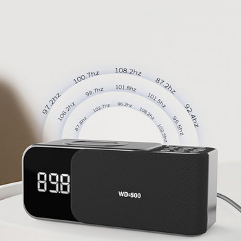 Ασύρματο ρολόι φόρτισης Ξυπνητήρι Ραδιόφωνο FM Bluetooth Ηχείο με Ένδειξη θερμοκρασίας μικροφώνου LED Ψηφιακή οθόνη ηχεία