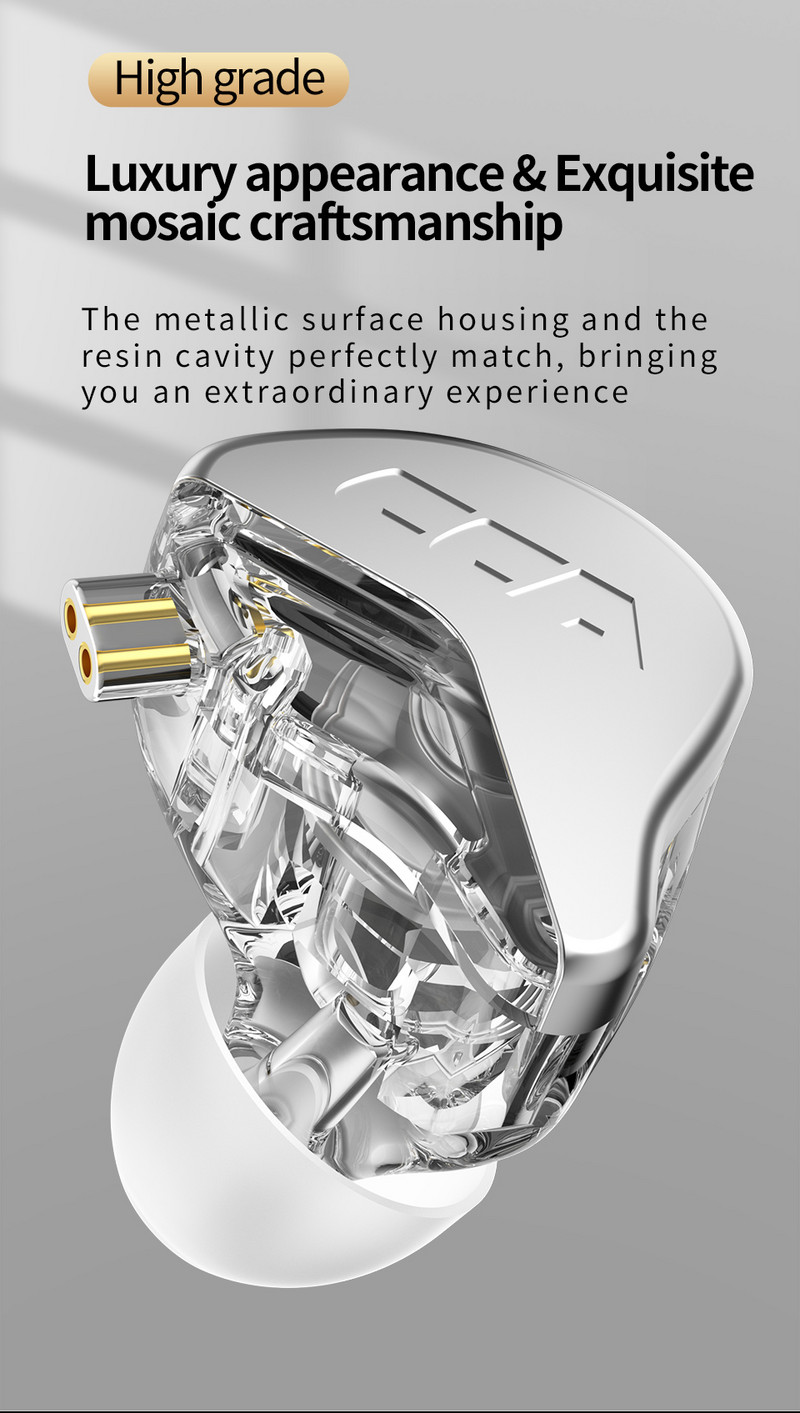 CCA CRA Visokofrekventne metalne žičane slušalice In-Ear Glazbeni monitor Slušalice s poništavanjem buke Sportske slušalice Slušalice za igre