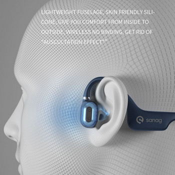 Ακουστικά Sanag A5X True Bone Conduction Ακουστικά ανοιχτού αυτιού Bluetooth Ασύρματα αθλητικά ακουστικά Αδιάβροχα ακουστικά 3D στερεοφωνικός ήχος