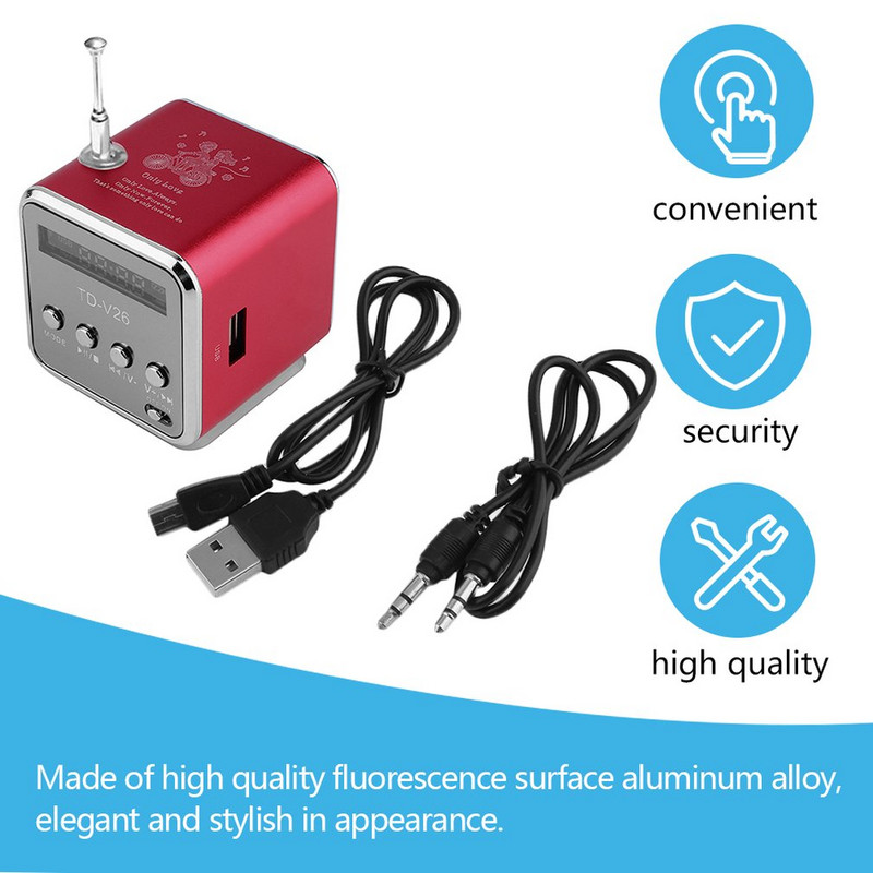 Prijenosni radio zvučnik TD-V26 mini zvučnik prijemnik digitalni LCD zvuk mikro SD/TF FM radio glazba stereo zvučnik za prijenosno računalo