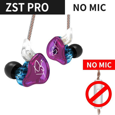 KZ ZST Hybrid Technology 1DD+1BA Ακουστικά 3,5 mm In Ear Monitor Ακύρωση θορύβου HiFi Μουσική Αθλητικά μπάσα Ακουστικά ακουστικών