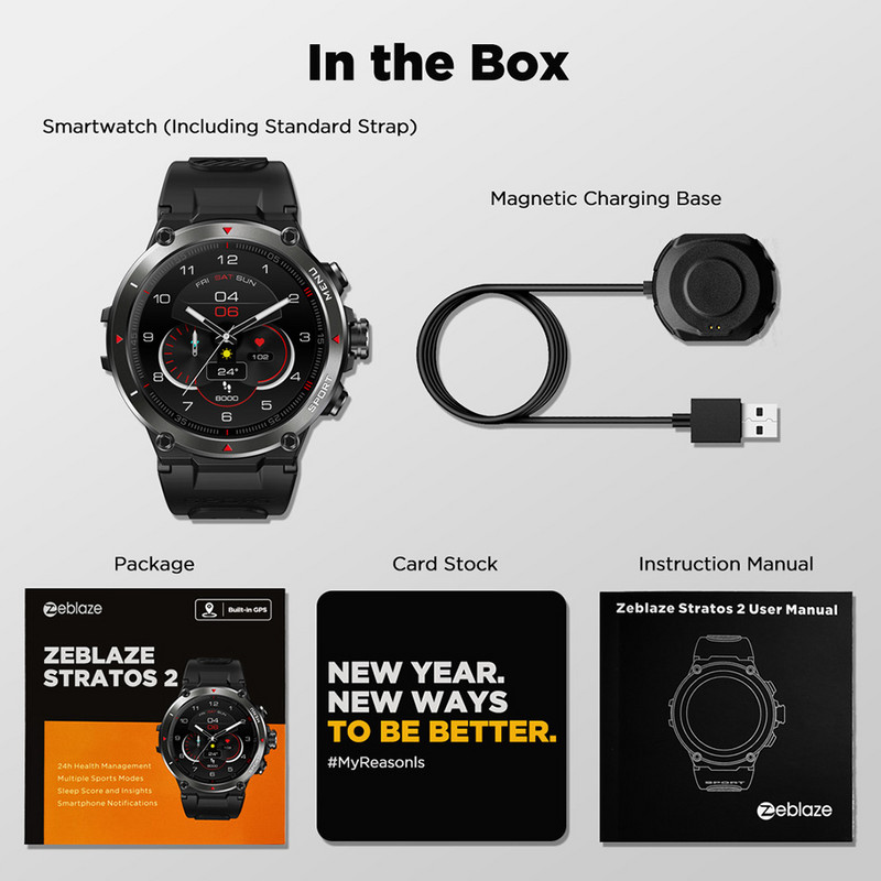 [Παγκόσμια πρεμιέρα] Zeblaze Stratos 2 GPS Smart Watch AMOLED Display 24h Health Monitor 5 ATM Long Battery GPS Watch for Men