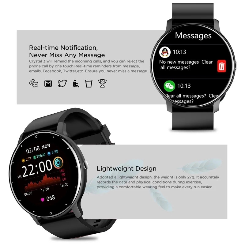 2022-es új okosóra női, teljes érintőképernyős sport-fitneszóra IP67 vízálló Bluetooth Android iOS-hez női okosóra