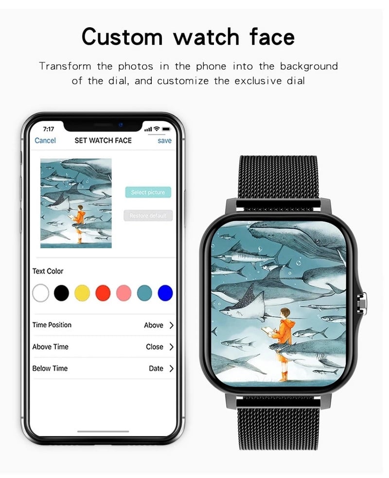 2022 új okosóra férfi teljes érintőképernyős Sport Fitness óra IP67 Vízálló Bluetooth hívás Android ios okosórához Men+Box