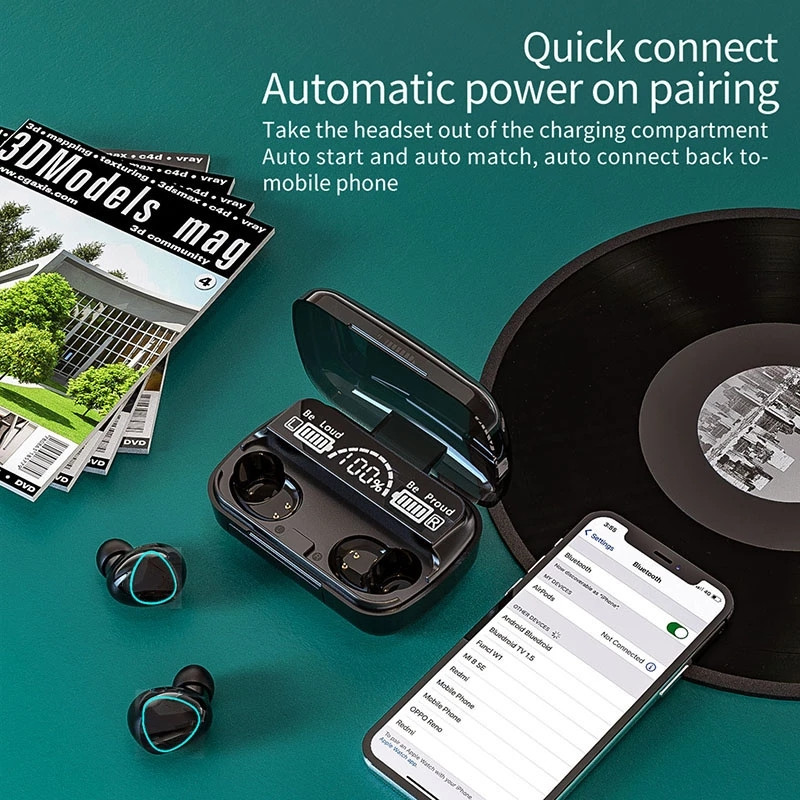 M10 TWS bežične slušalice Slušalice Kutija za punjenje 2500 mAh Bluetooth kompatibilne stereo vodootporne slušalice s mikrofonom