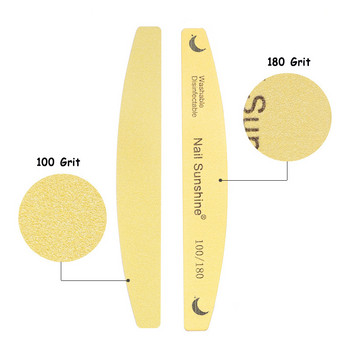 10/15Pcs Professional Nails File Strong Sandpaper Thick Nail Files Buffer For Manicure Trining Halfmoon Lime Nail Tools 100/180