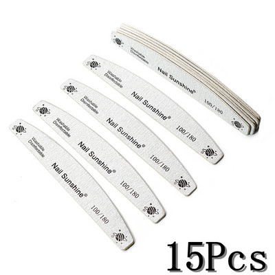 10/15 tk Professionaalne küüneviil Tugev liivapaber Paks küüneviil puhver maniküüri lihvimiseks Halfmoon laimi küünetööriistad 100/180