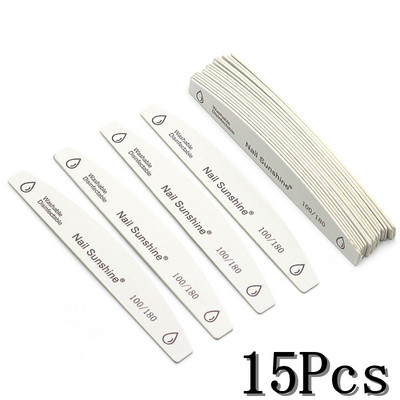 10/15 tk Professionaalne küüneviil Tugev liivapaber Paks küüneviil puhver maniküüri lihvimiseks Halfmoon laimi küünetööriistad 100/180