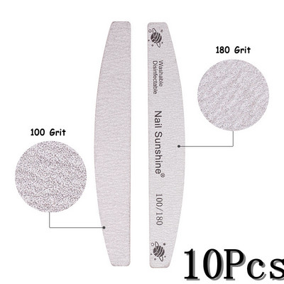 10/15 tk Professionaalne küüneviil Tugev liivapaber Paks küüneviil puhver maniküüri lihvimiseks Halfmoon laimi küünetööriistad 100/180