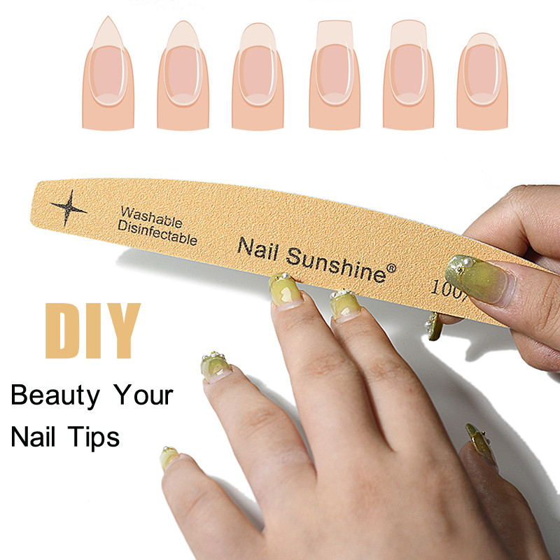 10/15 tk Professionaalne küüneviil Tugev liivapaber Paks küüneviil puhver maniküüri lihvimiseks Halfmoon laimi küünetööriistad 100/180