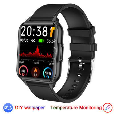 Új testhőmérsékletű okosóra Férfi Véroxigén-figyelő Sport Fitness Karóra Férfi Fekete Egyedi számlapú okosóra Xiaomihoz