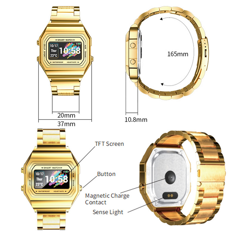 i6 Sport Smart Watch Men Fashion Gold Steel HeartRate IP67 Αδιάβροχο Fitness Tracker Monitor Message Smartwatch για Android IOS