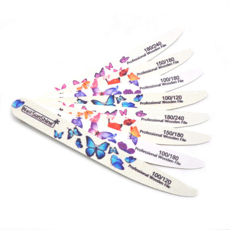 100kom/lot Drvena profesionalna turpija za nokte Drvena prijenosna brusna turpija za manikuru Periva šmirgla za sve UV gel lakove