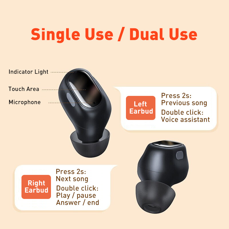 Baseus WM01 TWS Bluetooth slušalice Stereo bežične 5.0 Bluetooth slušalice Kontrola dodirom Gaming slušalice s poništavanjem buke