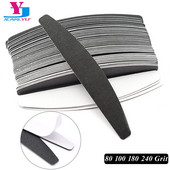 50Pcs/Lot crni zamjenski brusni papir dvostrana turpija za nokte 100/180 sredstvo za uklanjanje žuljeva za manikuru nehrđajuća drška zamjenjivi jastučići